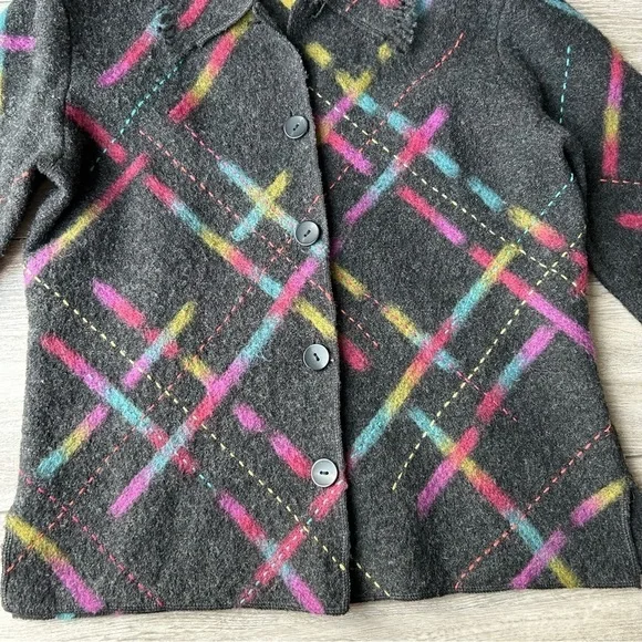 Talbots Abstract Printed Pure  Wool Felted Jacket - Picture 9 of 15